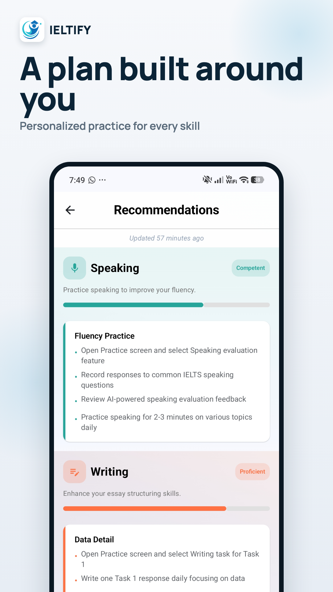 IELTIFY personalised practice recommendations